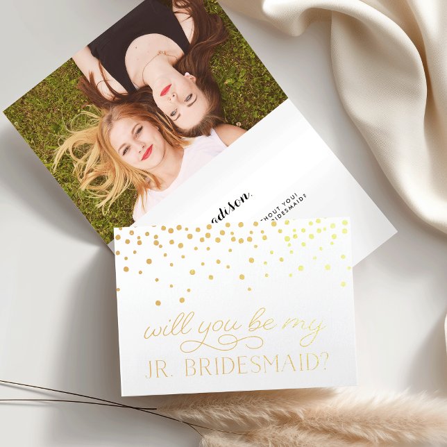 Be My Junior Bridesmaid | Personalized Photo Gold Foil Card (Creator Uploaded)
