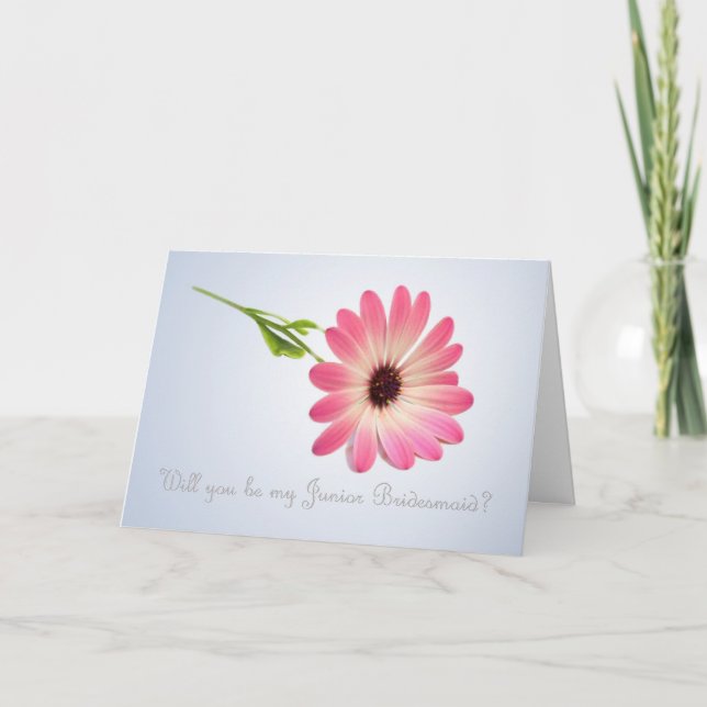 Be my Junior Bridesmaid - pink daisy Card (Front)