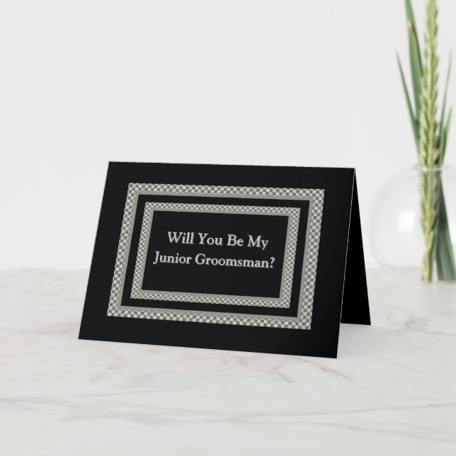 Be My JUNIOR GROOMSMAN Checkerboard Invitation (Front)