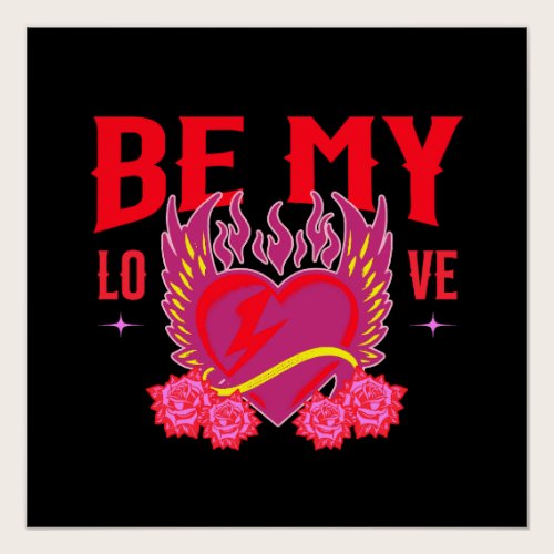 Be My Love Retro Cool Heart Rose Biker Valentine Poster