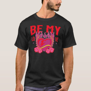 Be My Love Retro Cool Heart Rose Biker Valentine T-Shirt