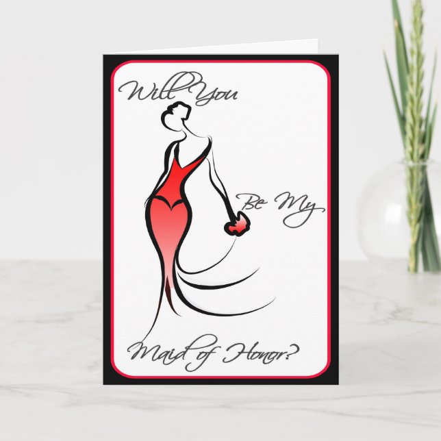 Be My Maid of Honor Bridal Party Invitation Card (Front)
