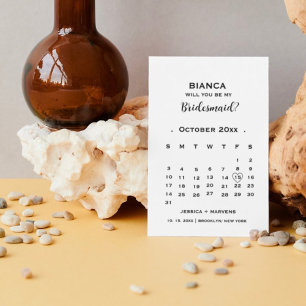 Be my maid of honor calendar proposal card