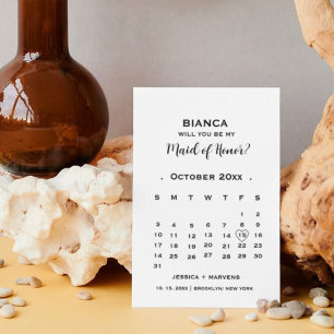 Be my maid of honor calendar proposal card