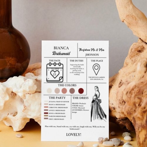 Be my maid of honor calendar proposal  Info card