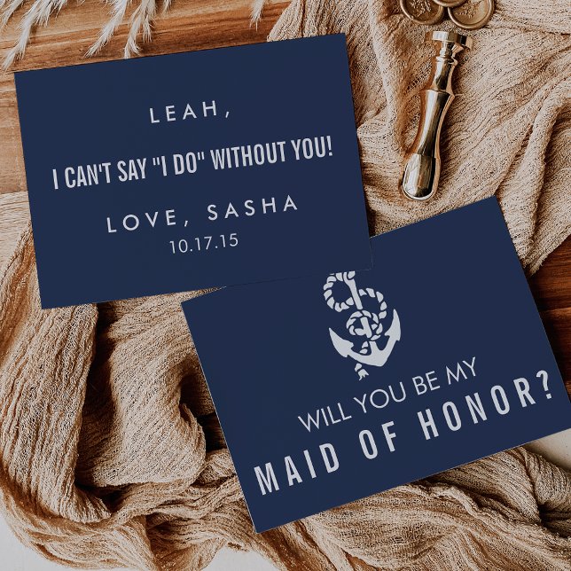 Be My Maid of Honor Card | Nautical Rope & Anchor (Creator Uploaded)