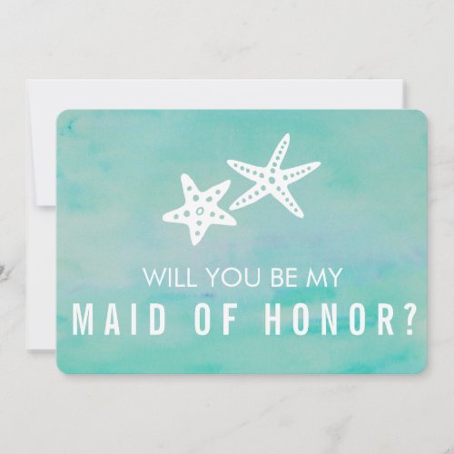 Be My Maid of Honor Card  Starfish Aqua