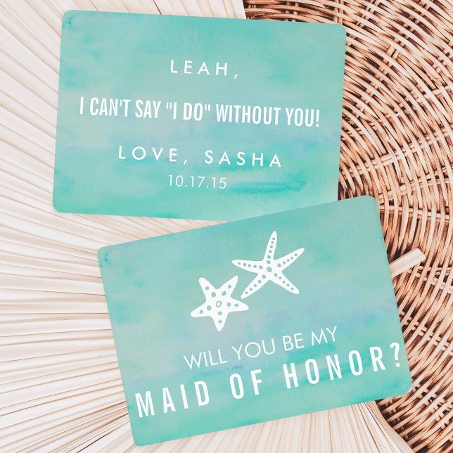 Be My Maid of Honor Card | Starfish Aqua (Creator Uploaded)