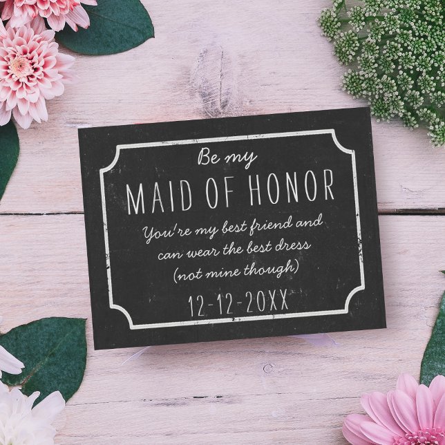Be My Maid of Honor Chalkboard Wedding Proposal Magnetic Invitation (Something chalkboard for your Maid of Honor request )
