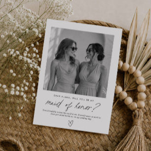 Be My Maid of Honor Handwritten Photo Proposal Invitation