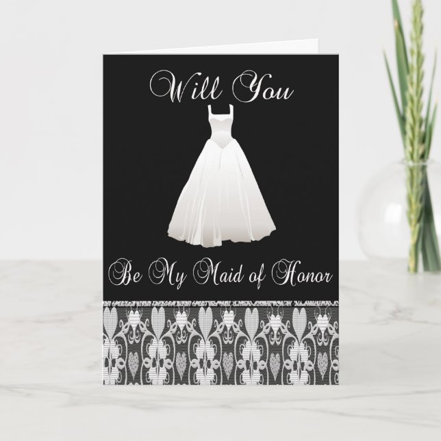 Be My Maid of Honor Invitation in Lace (Front)