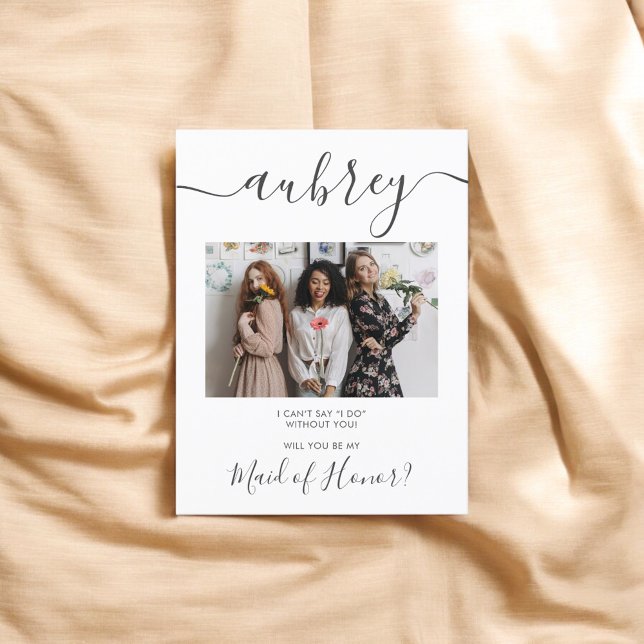 Be My Maid Of Honor Modern Photo Invitation Postcard (Creator Uploaded)