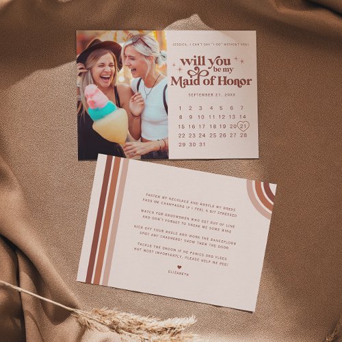 Be My Maid of Honor  Photo  Calendar  Note Card