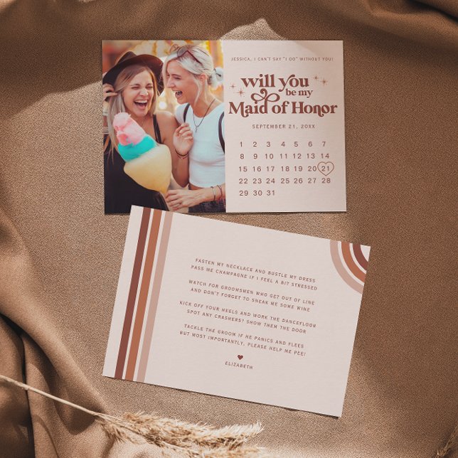 Be My Maid of Honor | Photo & Calendar  Note Card (Creator Uploaded)