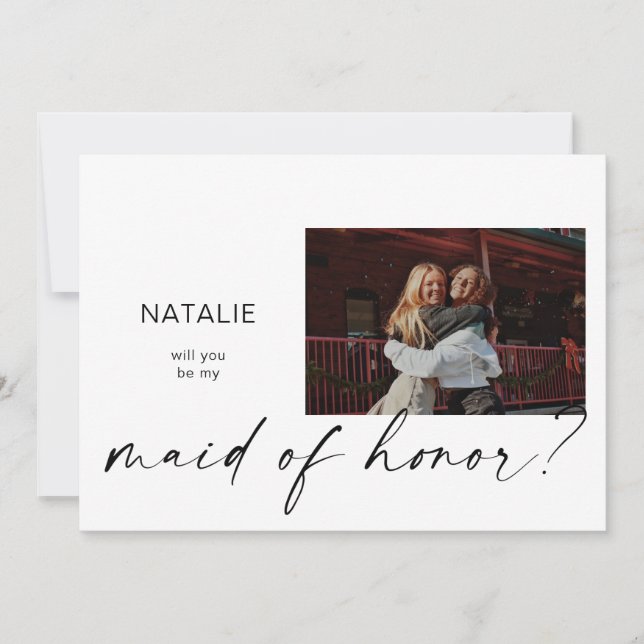 Be My Maid of Honor Small Photo Proposal Invitation (Front)