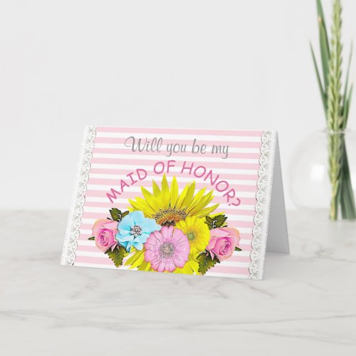 Be My Maid of Honor Wedding Party Card