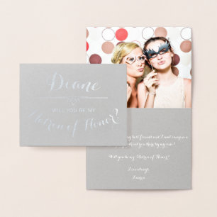 Be My Matron of Honor Cursive Personalized Foil Card