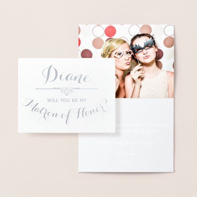 Be My Matron of Honor Cursive Personalized Foil Card (Display)