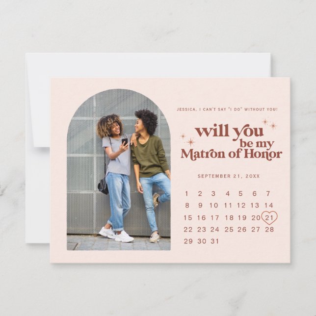 Be My Matron of Honor | Photo & Calendar  Announcement (Front)