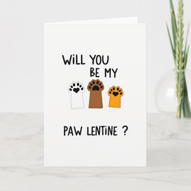 Be My Paw Valentine Pet Card (Front)