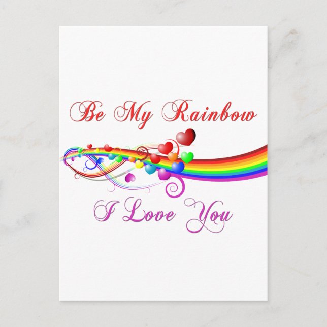 Be My Rainbow Gay Valentine Holiday Postcard (Front)