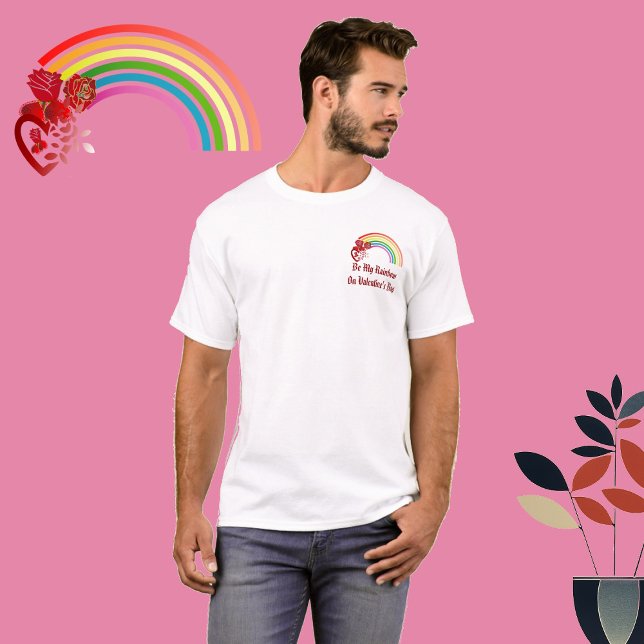 Be My Rainbow Valentine Romantic Heart Rustic Rose T-Shirt (Be My Rainbow Valentine Romantic Heart Rustic Rose T-Shirt)
