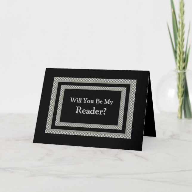 Be My READER  Checkerboard Wedding Invitation (Front)