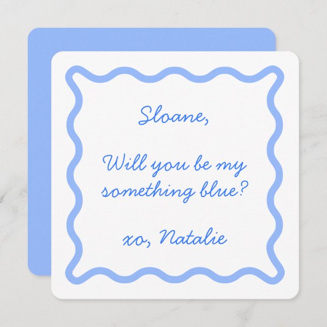 Be my something blue? Bridesmaid proposal card (Front/Back)