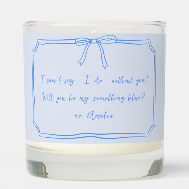 Be my something blue? Personalized Bow Bridesmaid Scented Candle (Front)