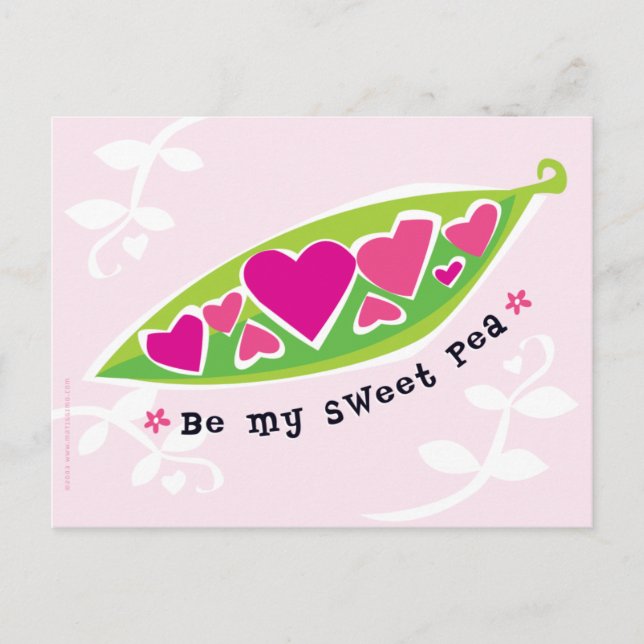 Be My Sweet Pea Valentine Postcard (Front)