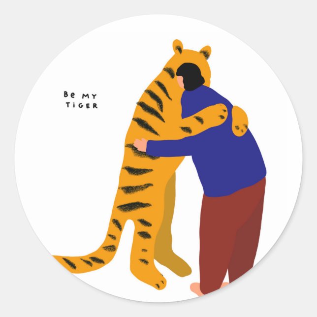Be my tiger classic round sticker (Front)