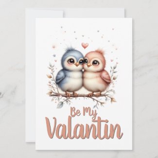 Be My Valentin – Cute Love Birds Valentine Art