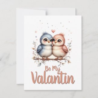 Be My Valentin – Cute Love Birds Valentine Art