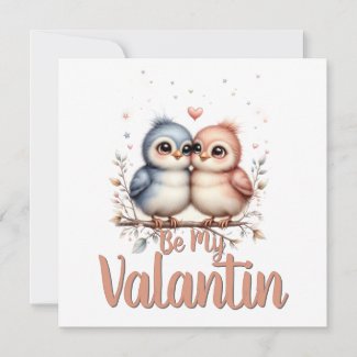 Be My Valentin – Cute Love Birds Valentine Art