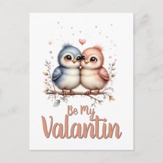 Be My Valentin – Cute Love Birds Valentine Art