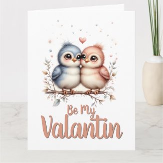 Be My Valentin – Cute Love Birds Valentine Art