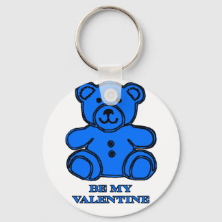 Be My Valentine Bear Blue The MUSEUM Zazzle Gifts Keychain