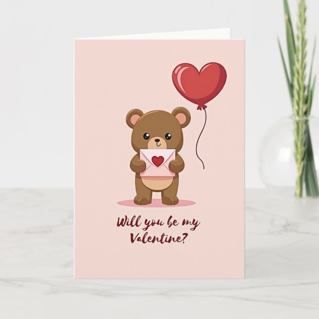 Be My Valentine Bear Card (Front)