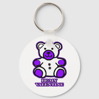 Be My Valentine Bear White Purple The MUSEUM Zazzl Keychain