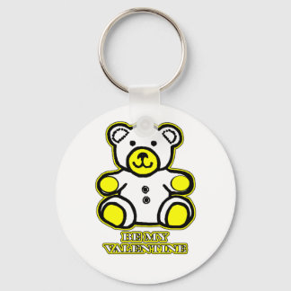 Be My Valentine Bear White Yellow The MUSEUM Zazzl Keychain