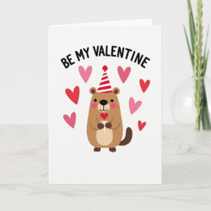 Be My Valentine Beaver Card