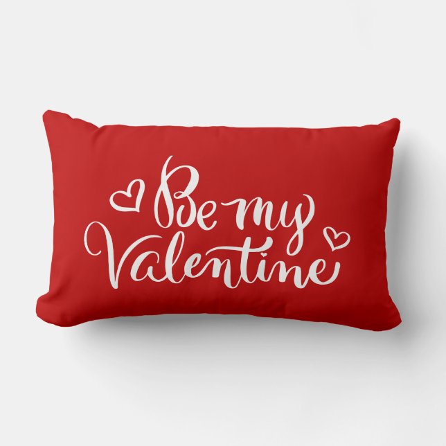 Be My Valentine Brush Calligraphy  Lumbar Pillow (Front)