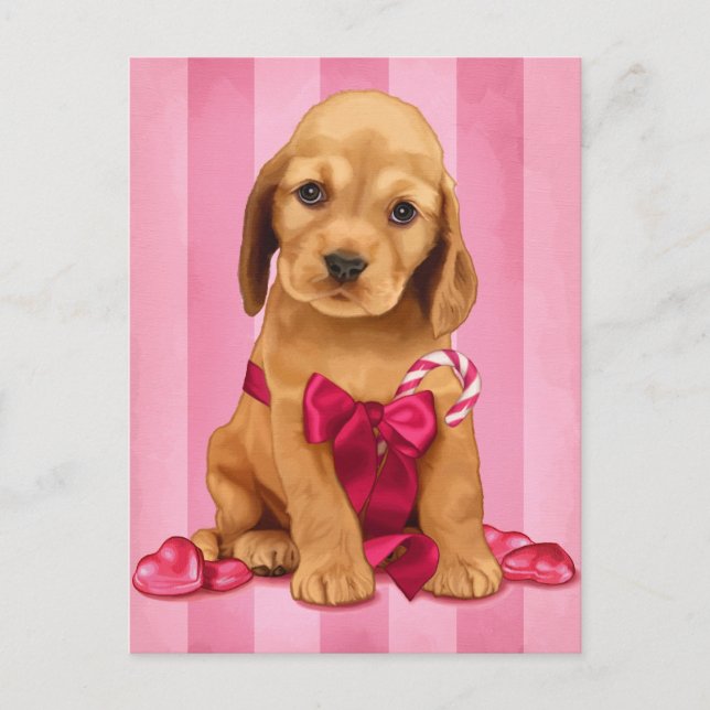 Be My Valentine Cocker Spaniel Holiday Postcard (Front)