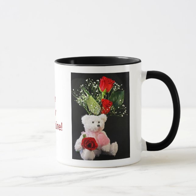 Be My Valentine Coffee Cup with Bear and Roses (Right)