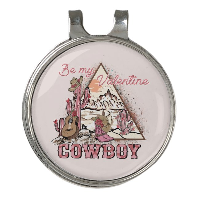Be My Valentine Cowboy Golf Hat Clip (Front)