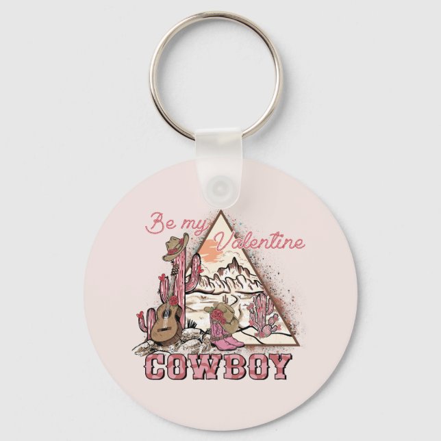 Be My Valentine Cowboy Keychain (Front)