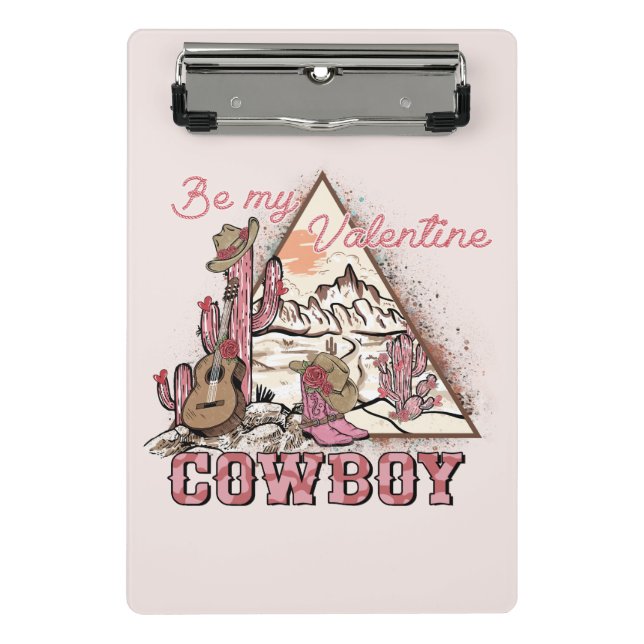 Be My Valentine Cowboy Mini Clipboard (Front)
