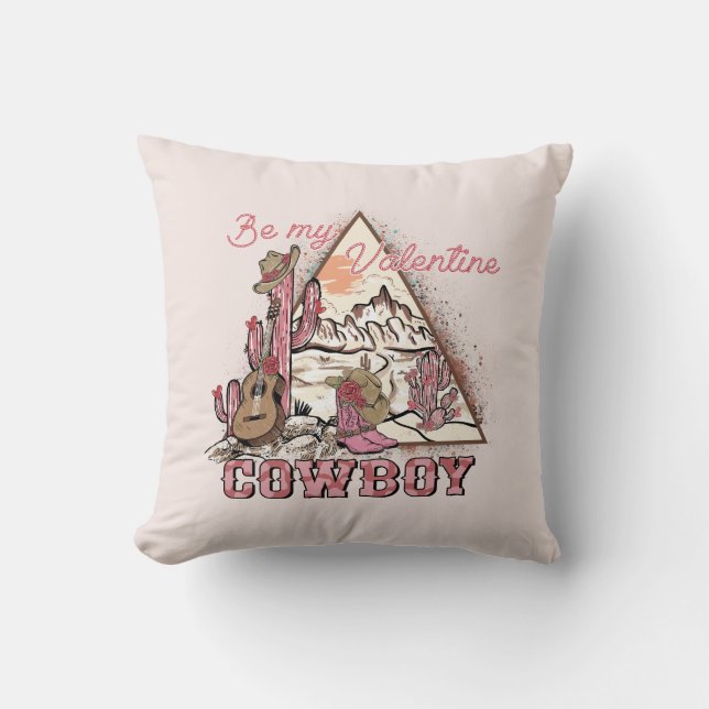Be My Valentine - Cowboy Western Country Throw Pillow (Front)
