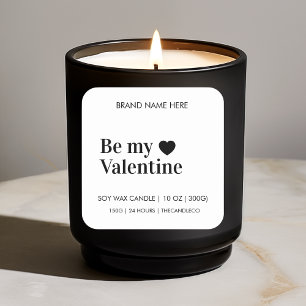 Be My Valentine Custom Black and White Candle Square Sticker