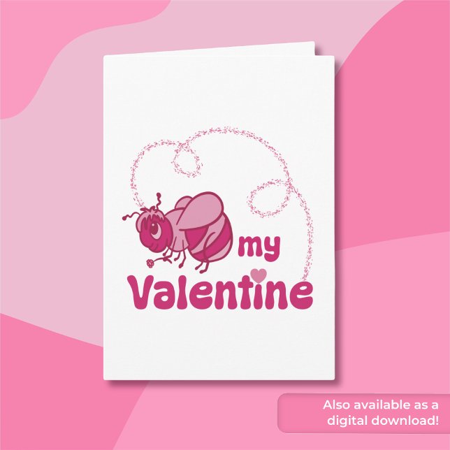 Be My Valentine Cute Bumble Bee Cartoon Card (Creator Uploaded)